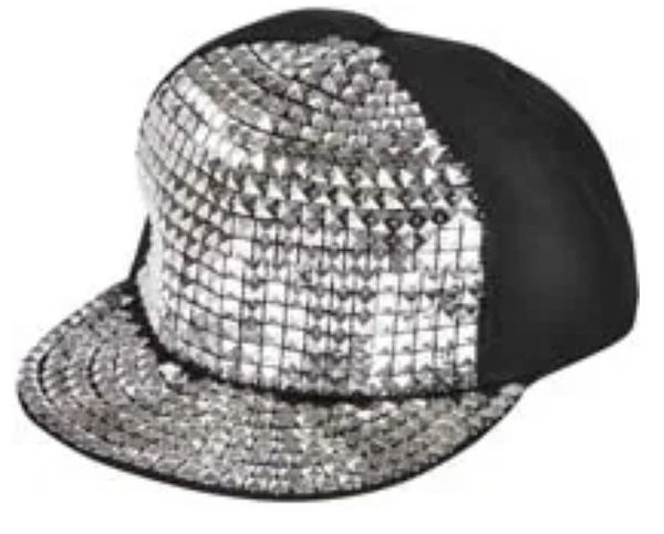 *Silver Studded Cap Costume Accessory - Bling Baseball Cap - Halloween