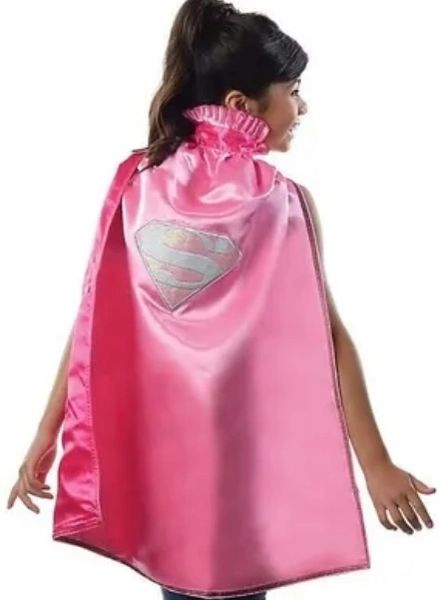 *Deluxe Pink Supergirl Cape Superhero Costume Accessory, Girls - Halloween