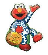 Elmo Balloon wearing Skeleton Costume, Trick or Treating with Pumpkin - Foil Balloon, 30in - Halloween Decorations