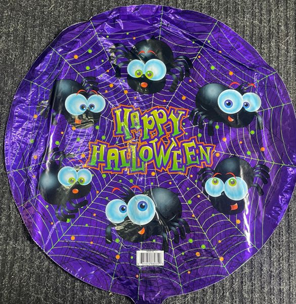 Happy Halloween Spider Web Purple Foil Balloon, 18in - Halloween Balloons