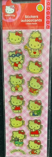 *Hello Kitty Stickers, 1 Sheet - 12 Stickers