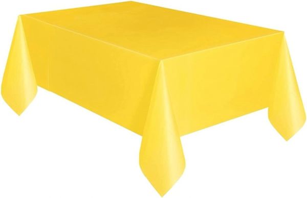 Solid Sun Yellow Plastic Table Cover - 54x108in