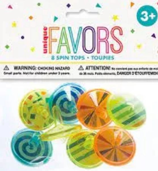 Spin Top Spinners Loot Bag Toy Party Favors, 8ct