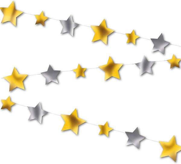 Silver & Gold Stars Party Garland Decoration - 9ft