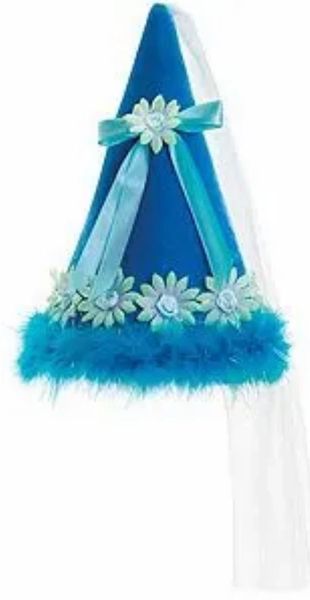 *Blue Princess Chapeau Hat, Fairy Tale Costume Accessory - Feathers, Flowers & Veil - Halloween