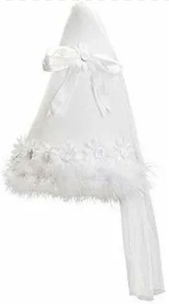 *White Princess Chapeau Hat, Fairy Tale Costume Accessory - Feathers, Flowers & Veil - Halloween