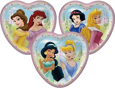 Disney Princesses Fairy Tale Friends Heart Shape Birthday Party Cake Plates, 7in - 8ct - Licensed