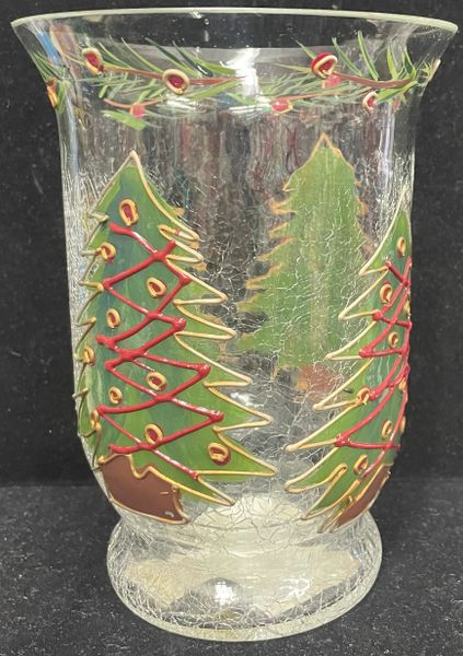 Christmas Tree Glass Hurricane Candle Holder, Mantel Decoration - Holiday Tealites
