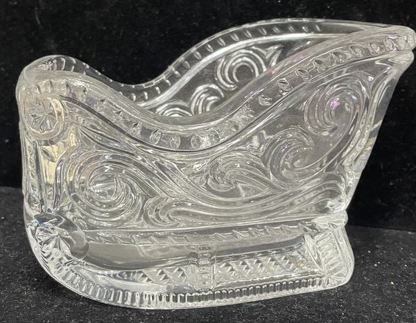 Santa Clause Crystal Sleigh, 7in - Fill with Candy Canes! - Christmas Holiday Gifts