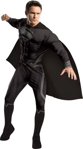 SALE - Rare Black Suit Superman, Muscle Chest, Adult Costume - XL - Halloween Sale