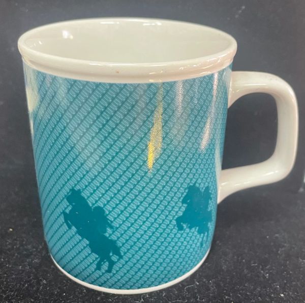 SALE - Polo Horse Ceramic Coffee Mug, Tea Cup, Teal Blue, 10oz, by Enesco - Dad Gifts