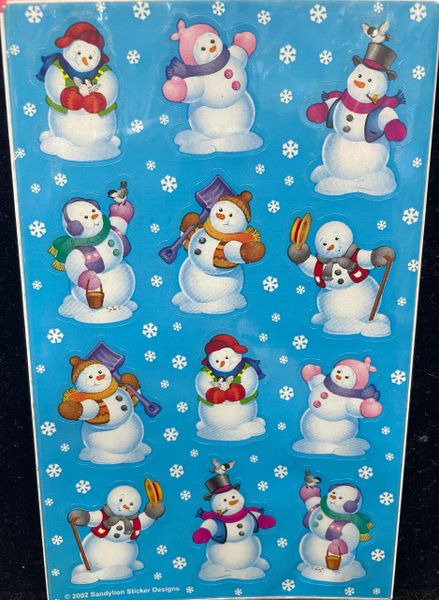 Snowman Christmas Holiday Stickers - 4 Sheets