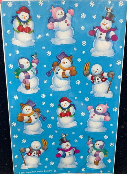 Snowman Christmas Holiday Stickers - 2 Sheets