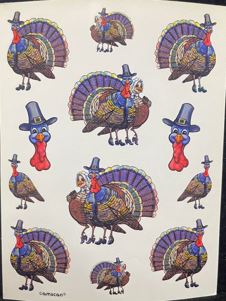 Thanksgiving Stickers - 2 Sheets - Turkeys