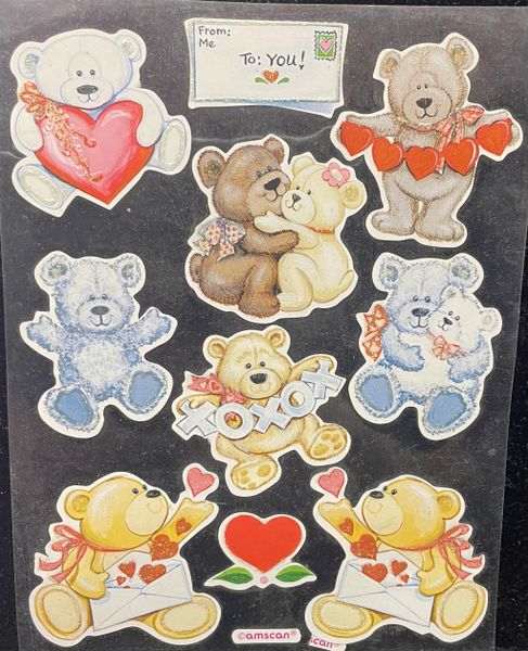 Teddy Bear Love Stickers - 2 Sheets - Valentines