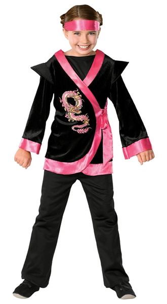 Pink Dragon Ninja Costume - Girls Size Large - Karate - Kung Fu - Purim - Halloween Sale - under $20