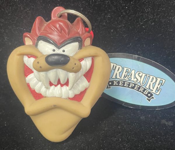 Vintage Looney Tunes Taz Treasure Keepers Keychain- Tasmanian Devil, 1997