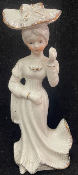 *White Porcelain Victorian Lady Figurine, 6in - Mom Gifts - Mother's Day