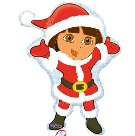 Rare Dora Santa Clause Foil Balloon, 24in - Holiday Sale - Merry Christmas Green