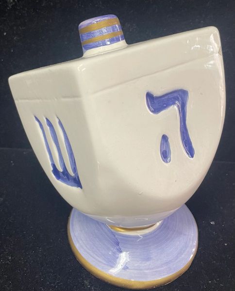 SALE - Ceramic Dreidel Figurine, 6in