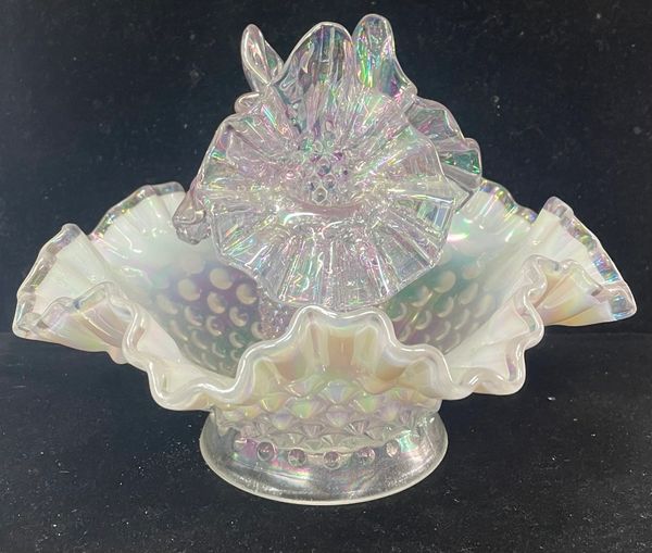 SALE - Pink Crystal Floral Vase, 7in