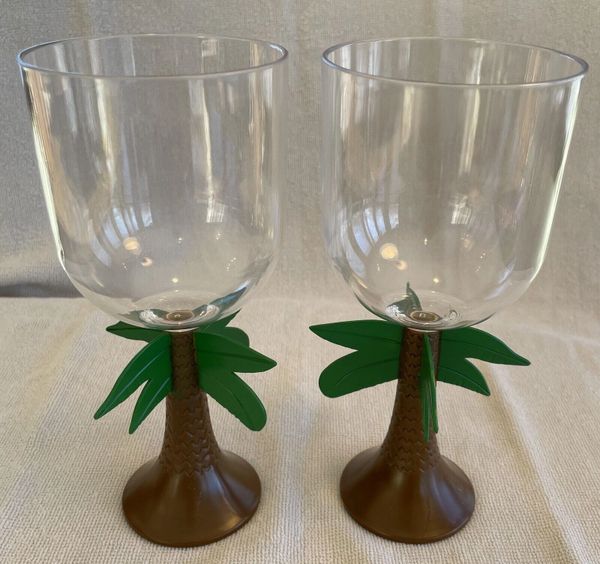 BOGO SALE - Palm Tree Wine Glasses, 11oz - Acrylic