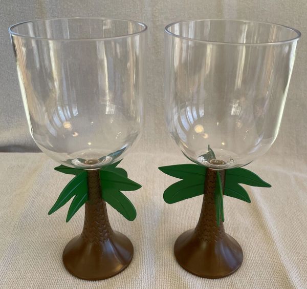 *Palm Tree Wine Glasses, 11oz - Acrylic - 2 Cups