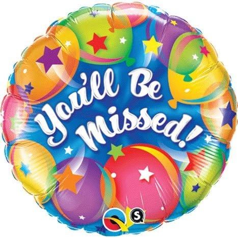 (#8) You'll Be Missed, Balloons, Round Foil Balloon, 18in - Blue