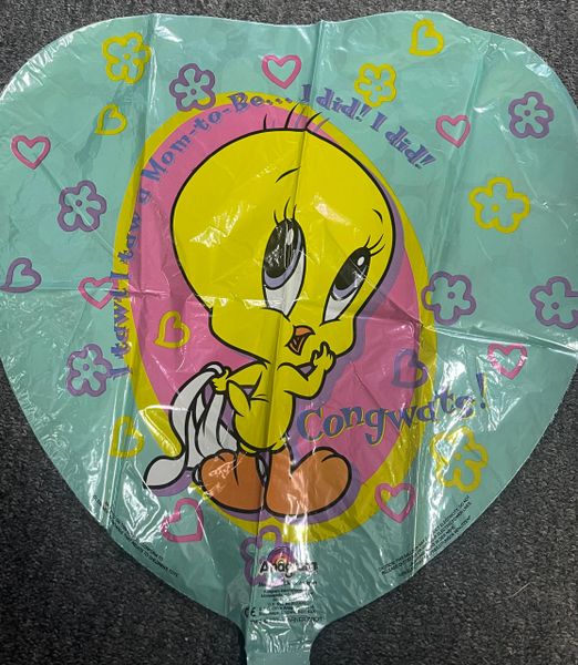 Tweety Mom To Be Heart Shape Foil Balloon, 18in - Baby Shower