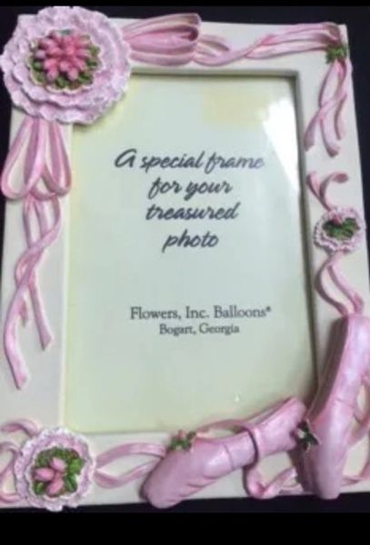 SALE - Ballerina Picture Frame - Ballet Slippers, Ribbons, Pink, 8in - 4x6 Photo - Ballet Recital Gifts