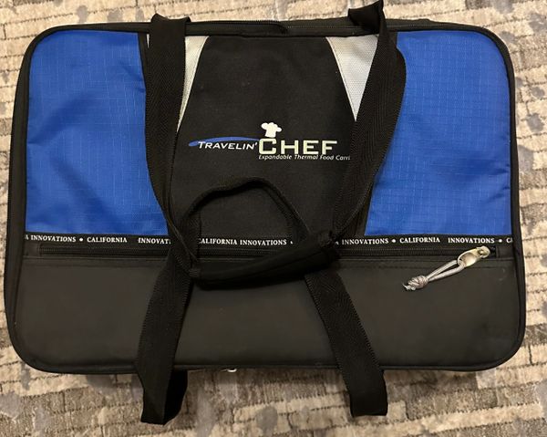 Traveling Chef Food Carrier Bag Expandable Top Zipper and Food Containers
