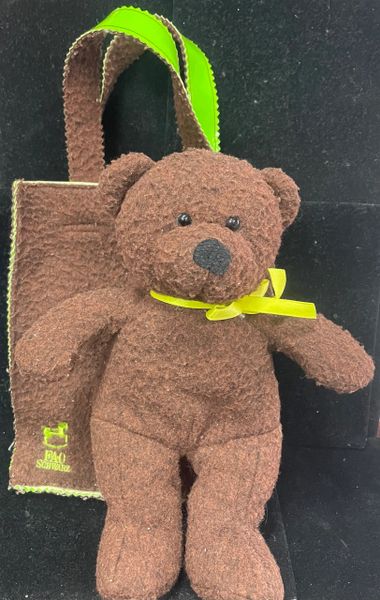 FAO Schwarz Brown Teddy Bear Plush with Matching Plush Gift Bag, 10in