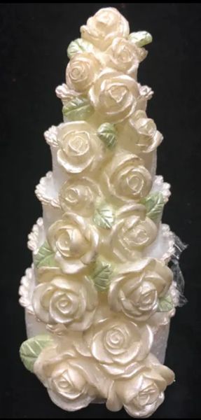 *White Decorative Rose Candle, Bridal Gifts, 6in - Wedding