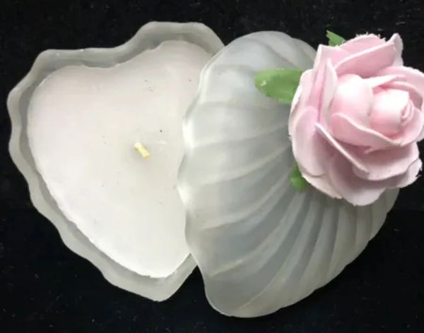 Heart Shaped Candle & Pink Trinket Box - Smoked Glass - Mom Gifts - Mother's Day