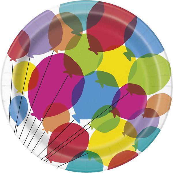 Balloons & Rainbow Birthday Dinner Plates, 9in - 8ct