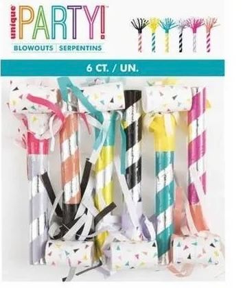 *Colorful Birthday Party Fringed Favor Blowouts, 6ct