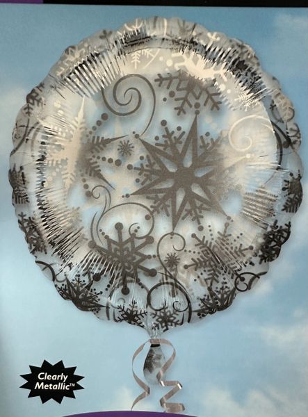 *Clear Winter Snowflake Silver Balloon, 18in