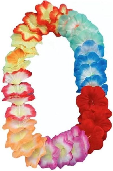 *Deluxe XL Rainbow Silk Flower Lei Hawaiian - Luau Party