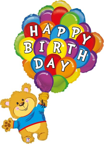 *Jumbo Happy Birthday Teddy Bear with Bunch of Balloons, 42in
