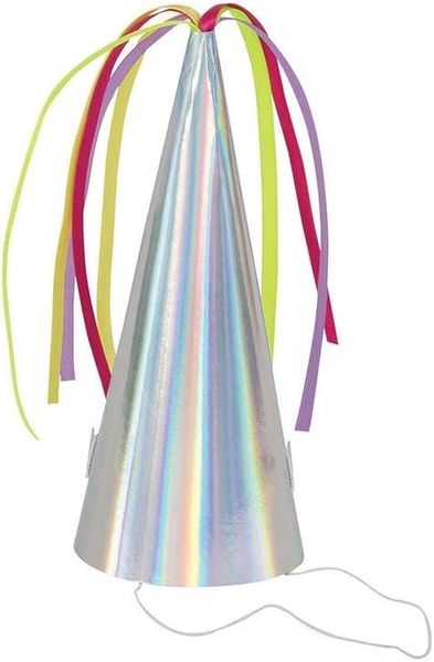 *Unicorn Horn Birthday Party Favor Hats, 8ct - Iridescent