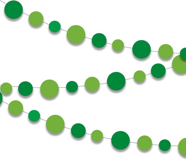 *Green Circle Dot Party Garland Decoration, 9ft