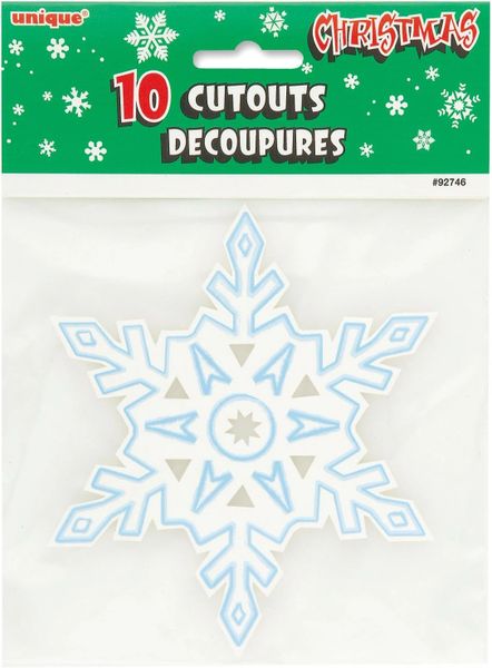 *White Snowflake Cutouts - Winter Decorations, 5in - 10ct