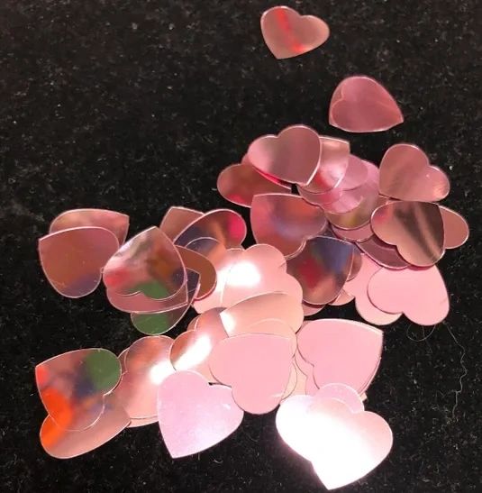 *Pink Foil Hearts Table Confetti Sprinkle Decoration