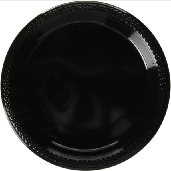 *Solid Black Plastic Cake Plates, 7in - 20ct - Halloween