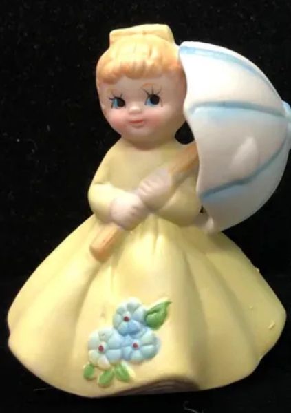 *Vintage Victorian Lady Figurine, Yellow Dress, 4in - Mom Gifts