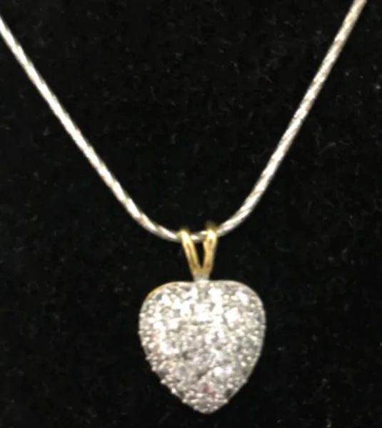 *Love Heart Charm & Necklace with Clear Stones, Pave style - Valentines - Mom Gifts