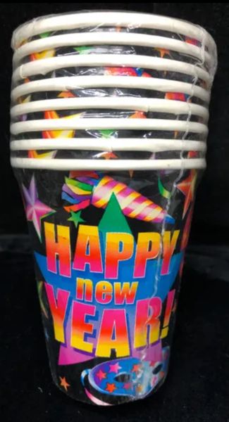 *Happy New Year Party Cups,, 8ct - 9oz