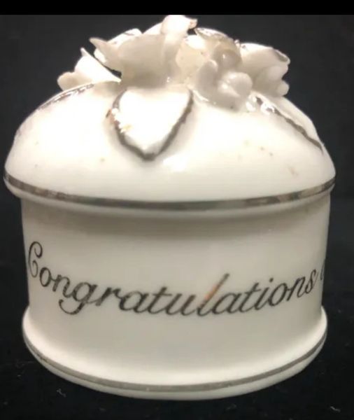 *25th Silver Wedding Anniversary Round Trinket Box, Ring Holder, 2.5in
