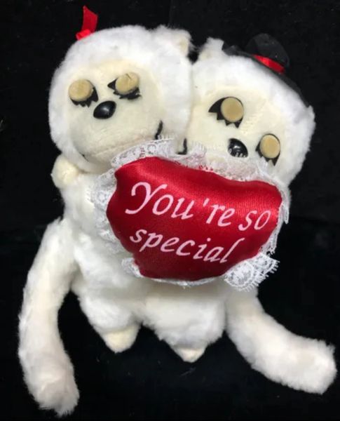 *You're So Special White Hugging Plush Monkeys, Red Heart, 7in - Love - Valentines - Couples