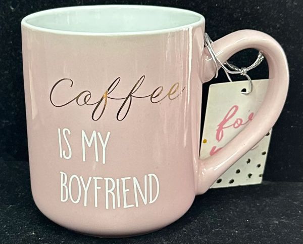 *Coffee is my Boyfriend Pink Coffee Mug, 16oz - Love